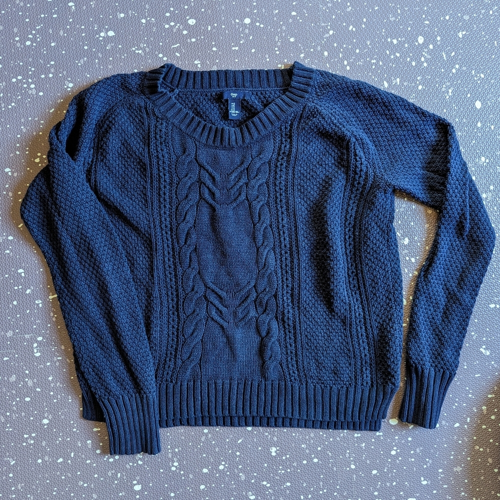 Gap fisherman knit sweater in navy blue
